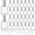 Domensi 30 Pcs 15 ml Glass Perfume Bottles Mini Glass Empty Spray Atomizer Bottles Bulk Refillable Perfume Dispenser Container with Pump Tool for Travel Cleaning Skin Care(Silver)