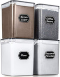 Wildone Large Food Storage Containers 5.2L /175oz, 4 Piece BPA Free Plastic Airtight Food Storage Containers for Flour, Sugar, Baking Supplies, Kitchen & Pantry Containers with 20 Labels