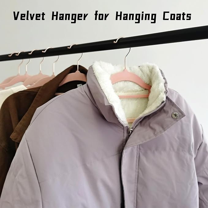 Pink Velvet Hangers 30 Pack - Rose Gold Hook, Space Saving Non-Slip Clothes Hangers, 16.5 Inch with Tie Bar for Coats,Sweater,Jackets,Dresses, Shirts, Suits & T-Shirts