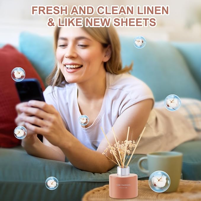 L'odeur Vill 3 Pcsk Reed Diffuser, 4.06 oz(120ml) Lavender/Linen/Vanilla, Scented Aromatherapy Diffuser with 12 Black Diffuser Sticks, Air Freshener for Home Bedroom Bathroom