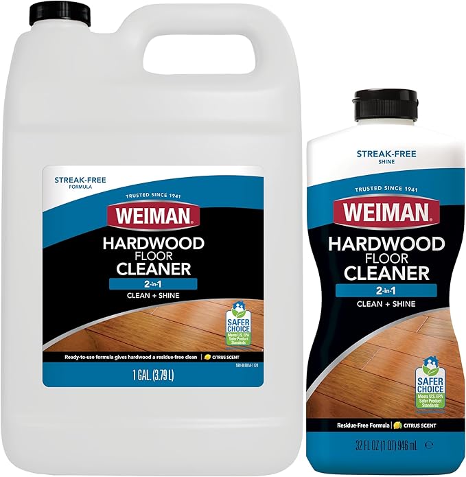 Weiman Hardwood Floor Cleaner Gallon and Refillable Squeeze Bottle - Finished Wood Surfaces