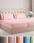 Split King 7 Piece Sheet Set - Comfy Breathable & Cooling - Soft Hotel Luxury Bedding Set with 8-16 Inch Deep Pockets - 1 Flat & 2 Fitted Sheet & 4 Pillowcases - Wrinkle Free & Easy Care - Baby Pink