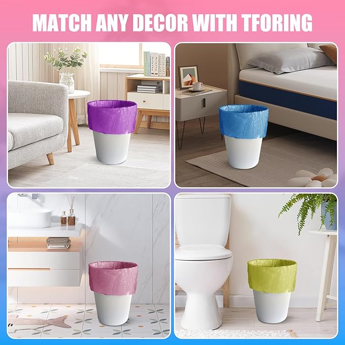 T.FORING 300 Count 4 Gallon Small Trash Bags - 15 Liter Colored Garbage Bags Unscented Wastebasket Liners Heavy Duty & Leakproof Plastic Can Liners for Bathroom Office Bedroom Toilet Car
