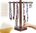 Baseball Necklace and Ring Display Holder, Wooden Sports Jewelry Organizer for Baseball or Softball Drip Pendants & Championship Rings, with 2 Gold Stickers for Custom Text