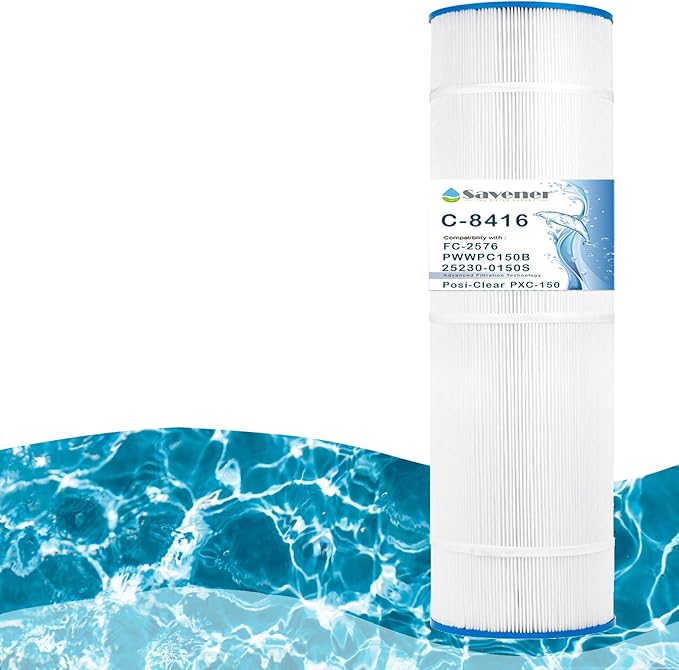 Savener® C-8416 Pool Filter Cartridge, Replaces FC-2576, PWWPC150B, PXC-150/25230-0150S, ProClean 150/817-0150P, 08059/81504, 25230-0150S, PXC-150, 817-0150P, FC-2576, 150 Sq. Ft, 1 Pack