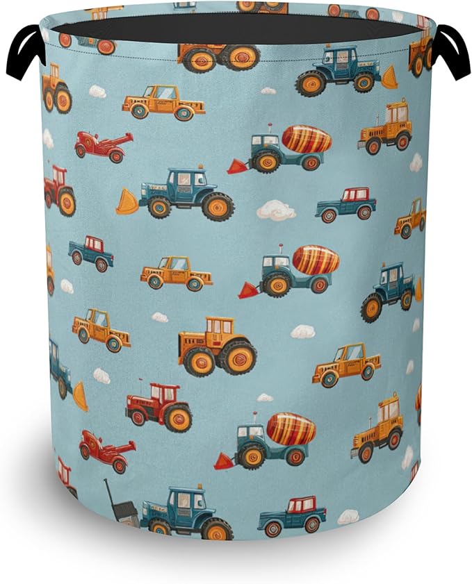 Cute Cars Laundry Basket,Foldable Oxford Cloth Tote Bag Laundry Hamper Clothes Storage Bucket Organizer for Bedroom Laundry Storage Dormitories 16" x 20.8"