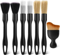 JsqFogey 7PCS Car Detailing Brush Kit - Ultra Soft Boars Hair Car Interior Detailing Brushes, Includes 4 Different Brushes, Multi-use for Cleaning Interior or Exterior - Perfect Car Accessory Gift