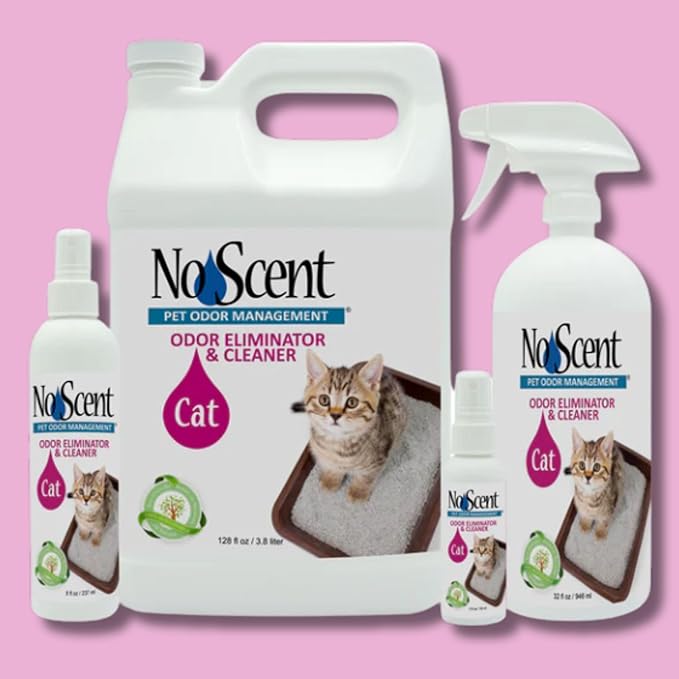 No Scent - Cat Litter Box Cleaner - 8 Fl Oz (236 mL) - Odor & Stain Remover with Probiotic Formula - Freshener for Furniture, Fabric, Hard Surfaces & Car