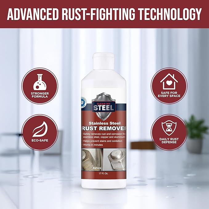 Stainless Steel Rust Remover and Stain Cleaner | NSF Approved | Non-Toxic & Food Safe | Quickly Cleans Commercial Equipment, Appliances, Grills, Sinks, and Tools - 1 liter