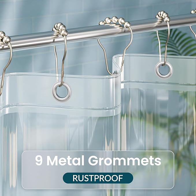 Titanker Clear Shower Curtain Liner, 54x78 Small Stall Shower Liner Lightweight Waterproof Shower Curtains for Bathroom with Magnets and Rustproof Grommets