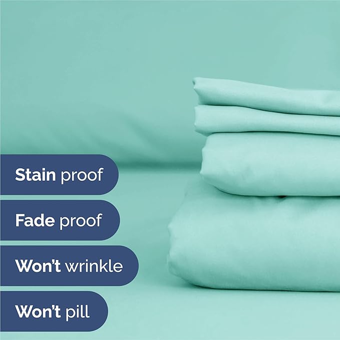 King 6 Piece Sheet Set - Comfy Breathable & Cooling - Ultra Soft Hotel Luxury Bedding Set w/ 8-16 Inch Deep Pockets - 1 Flat & 1 Fitted Sheet & 4 Pillowcases - Wrinkle Free and Easy Care - Spa Blue