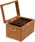 3-Layer Jewelry Organizer with 2 Drawers Wooden Jewelry Box Organizer Display Storage Case with Mirror and Lock for Women Necklace Ring Storage