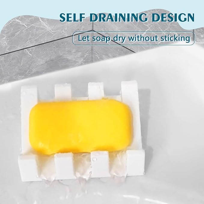 Coipdfty Self Draining Soap Dish Holder,Silicone Soap Dish,for Bathroom,Kitchen, Sponges，Can Extend Soap Life，Keep Soap Bars Dry and Easy Cleaning (White,1-Pack)