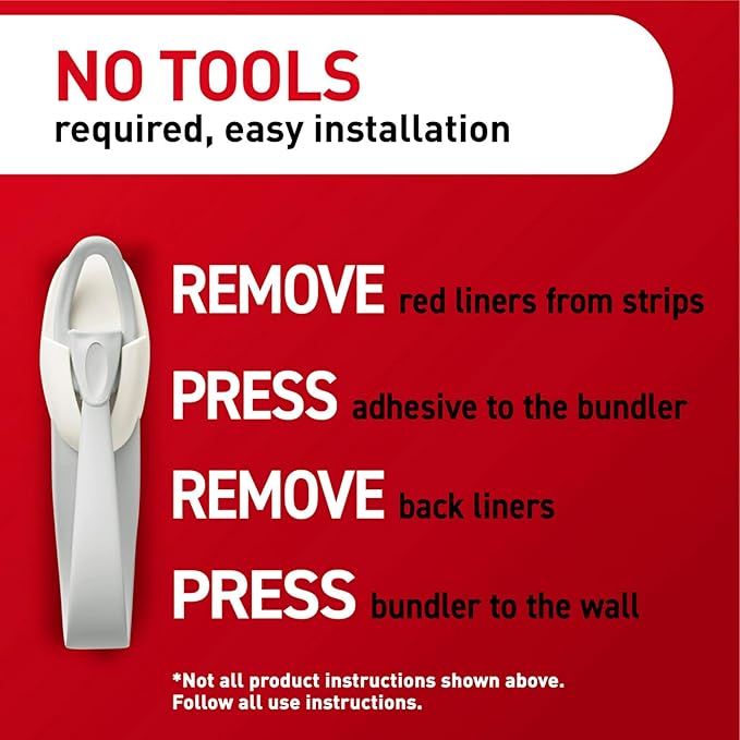 Command Cord Bundlers, Damage-Free Hanging Cord Organizer, No Tools Cord Bundler for Hanging Electrical Cables of Christmas Decorations, 6 Gray Cord Bundlers and 12 Command Strips