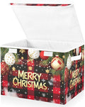 Bolaz Storage Bins with Lids and Handles,Christmas Red Plaid Storage Box Storage Basket with Cover Collapsible Organizer Containers for Home Closet, Shelves