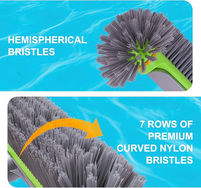 Sepetrel Pool Brush Head for Cleaning Walls,Heavy Duty Inground/Above Ground Swimming Pool Round Scrub Brushes with Premium Strong Bristle & Reinforced Aluminium Back,Grey