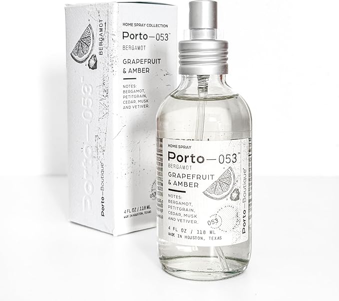 Room Spray for Home – Fabric & Linen Freshener Spray – Long Lasting, Non-Toxic & Vegan – Clear Glass Bottle, Handmade in USA – Odor Eliminator for Bedroom, Bathroom & Car – 4 oz (Bergamot)