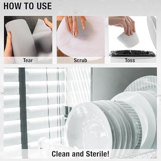 Jumuk Supplies Daily Dish Scrubber Sheet Non-Scratch Household Disposable Cleaning Sponges | Recyclable, Eco-Friendly & Perfect for Kitchen, Home Cleaning and Outdoor Use (2, Grey)