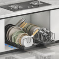 Enskatec 2 Pack Expandable Pots and Pans Organizer Under Cabinet, Sliding Pot Lid Holder and Pan Rack in Kitchen, Pull out Kitchen Cabinet Storage, with 10 Adjustable Dividers