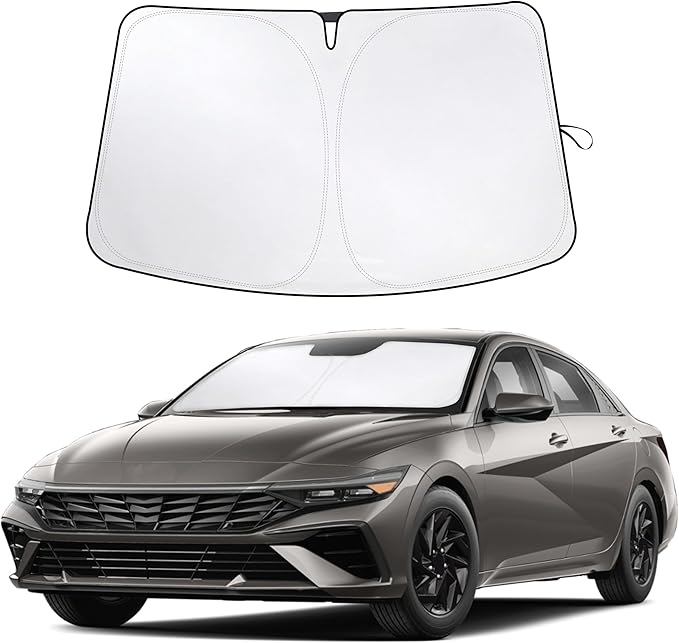 EcoNour Windshield Sun Shade Compatible for Hyundai Elantra 2021–2026 | Custom Fit Sedan Front Window Sunshade | Foldable Heat & UV Reflective Sun Visor