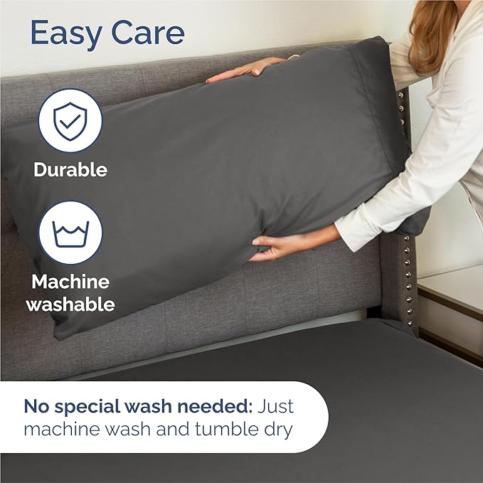 Split King 7 Piece Sheet Set - Comfy Breathable & Cooling - Soft Hotel Luxury Bedding Set with 8-16 Inch Deep Pockets - 1 Flat & 2 Fitted Sheet & 4 Pillowcases - Wrinkle Free & Easy Care - Charcoal