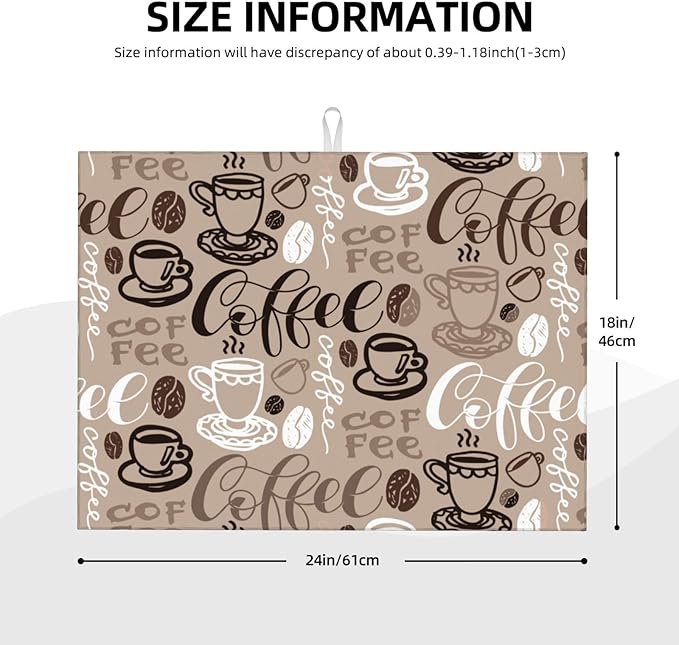 Coffee Mat Coffee Cup Dish Drying Mat for Kitchen Counter Microfiber Absorbent Dish Draining Reusable Washable Extra Large 18"x24" (Brown, 18x24in)