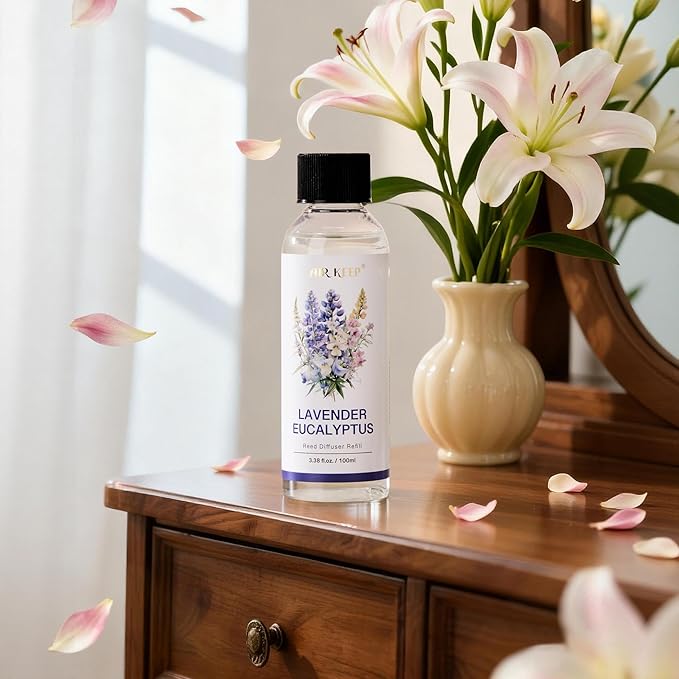 Airkeep Reed Diffuser Oil Refill/Lavender Eucalyptus/3.38 oz(100ml)/3 Pack/Scented Oil Refill for Reed Diffuser Home Fragrance for Bedroom, Bathroom Office Home Decor