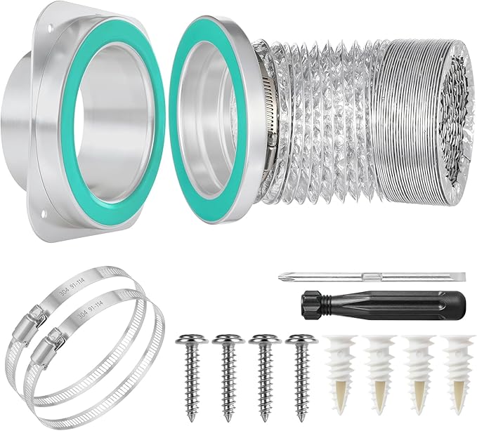 Magnetic Dryer Vent Connector Kit, DV180 Airtight Seal Coupling, Strong Magnet Quick Connection Self-Alignment Easy to Clean Included a 3ft 4" Duct & 2 Clamps