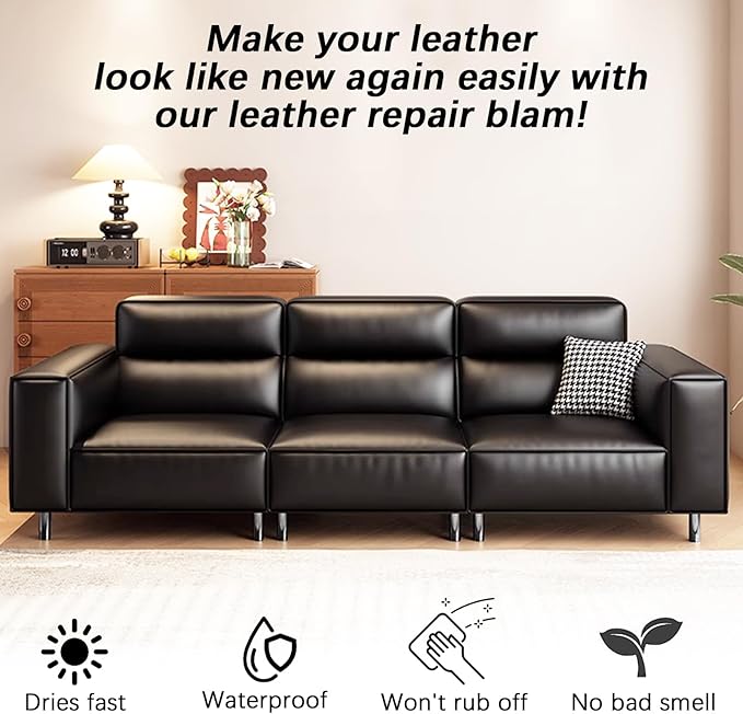 drtulz Black Leather Recoloring Balm, Leather Color Restorer Conditioner, Leather Repair Kits for Vinyl Furniture, Sofa, Car Seats, Shoes - Repair Leather Color on Faded & Scratched Leather Couches
