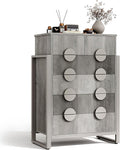 Fluted Dresser for Bedroom with 6 Drawers, 44.5" Tall Chest of Drawers with Raised H Legs and Curved Profile Design, Wood Closet Clothes Storage Organizer for Bedroom, Hallway, Grey