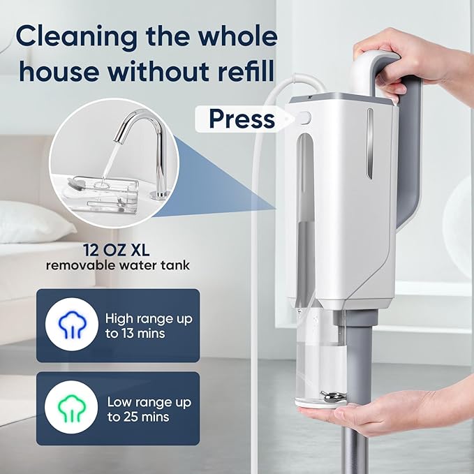 Seyola Steam Mop for Floor Cleaning, Steam Cleaner for Home with Handheld 6-in-1 Multi-function Attachments for Hardwood Floors, Clothes, Windows, Tiles Grout, Furniture Cleaning (White-Gray)