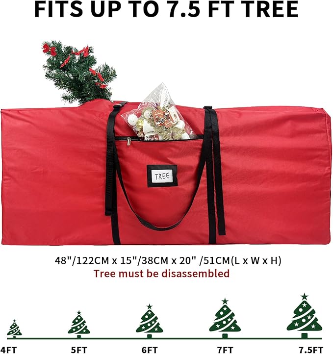 Christmas Tree Storage Bag Extra Large Waterproof Heavy Duty Storage Containers, Fits Up to Tall 7.5 ft Xmas Artificial Tree, 600D Oxford Xmas Holiday Tree Bag with Reinforced Handles Dual Zipper