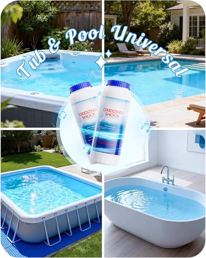 32 Oz Non-Chlorine Oxidizing Shock for Hot Tub, Oxidizer for Spas and Swimming Pools, Hot Tub Shock, 2 Pack