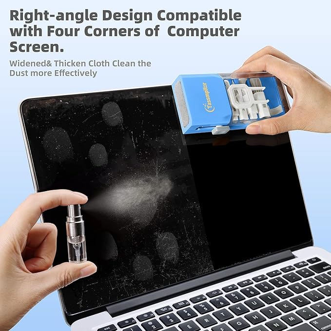 Tassmpitor Laptop Cleaning Kit, All in 1 Keyboard Cleaning kit for MacBook iPad iPhone, Compact Keyboard Cleaner with Brush and Spray for Tablet, Airpods, Earbud, Computer Screen, PC Monitor, SkyBlue