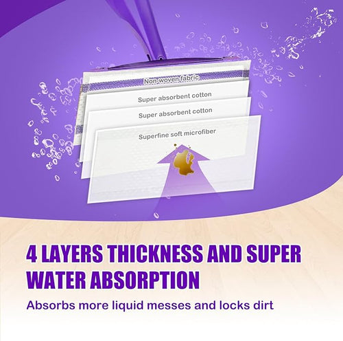 50 Pack Wet Jet Pads Compatible with Wet Jet Spray Mop, Wet Jet Refill for All Purpose Multi-Surface Hardwood Floor Cleaning, 4 Layers Thickened and Super Absorbent