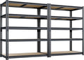 72"H Storage Shelves heavy duty, 2250LBS Garage Shelving, 5 Tier Metal Shelving Unit Adjustable Garage Shelves Rack Shelf for Storage Warehouse Pantry Closet,35.6" W × 16" D × 72" H, Black, 2PCS