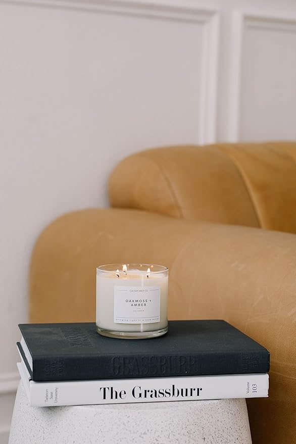Calyan Wax Co. Apples & Maple Bourbon 3 Wick Scented Candle - 43 Hour Burn - Luxury 3 Wick Soy Candles - Non Toxic Soy Wax Candles - Long Lasting Large Glass Jar Candle for Home - 14.9oz