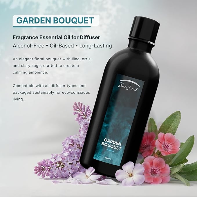 Garden Bouquet Luxury Essential Oil for Diffusers - Calming Floral Aromatherapy with Lilac & Orris - Herbal Scent for a Serene Home