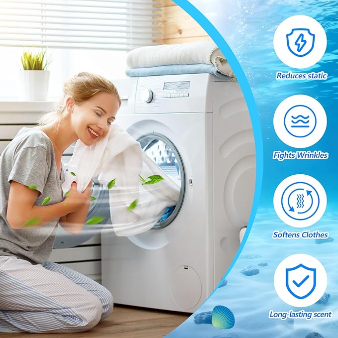 Heigble 600 Count Dryer Sheets Bulk Fabric Softener Sea Salt Scent Dryer Sheets Naturally Softens and Removes Static Cling, Ideal for Large Households, Sensitive Skin