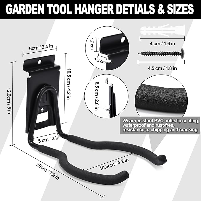 Heevir Slatwall Power Tool Hanger, Garage Garden Tool Hooks, Steel String Trimmer Holder Grass Trimmer Organizer, Weed Eater Rack Garage Storage Hook for Weed Wacker, Leaf Blower