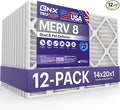 BNX TruFilter 14x20x1 Air Filter MERV 8 (12-Pack) - MADE IN USA – Dust & Pet Defense Electrostatic Pleated Air Conditioner HVAC AC Furnace Filters for Dust, Pet, Mold, Pollen MPR 600 – 700 & FPR 5