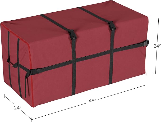 Christmas Tree Storage Bag for 7.5-Foot Artificial Trees - Canvas Storage Tote Protects Holiday Decorations and Inflatables by Elf Stor (Red)