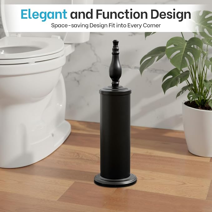 Megier Matt Black Toilet Brush and Holder Set, Toilet Bowl Brush with Heavy Duty Wide Base,Deep Cleaning Modern Bathroom Cleaner Brush -Space Saving