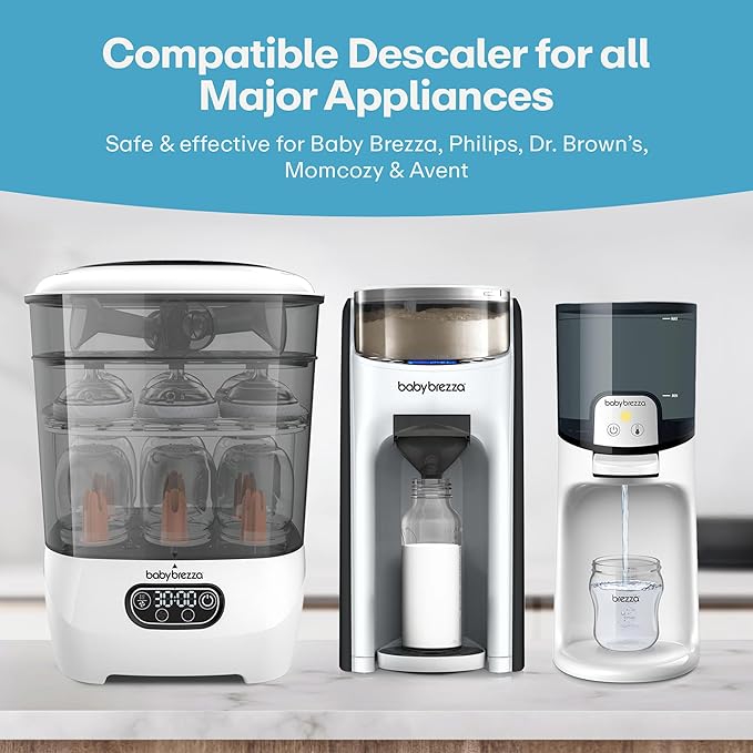 Sylvan Hills Descaler Compatible with Baby Brezza Machines | 32 Oz | 12 Month Supply | US Made | Free Cleaning Cloth | Descaling Solution Compatible with Baby Appliances | Cleans & Descales