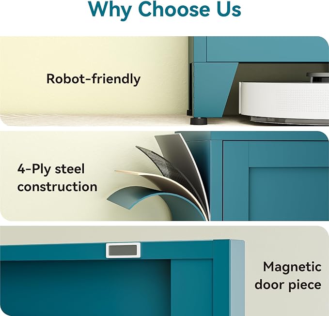 67" Tall Storage Cabinet with Reversible Doors and Adjustable Shelves,Metal Slim Freestanding Cabinets for Bathroom Kitchen Garage Small Spaces,Blue,5-Tier
