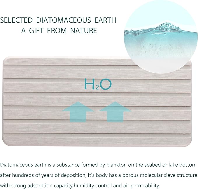 NiuYichee 2 PCS Water Absorbent Diatomite Coasters Rectangle, Grooved Design, Water Absorbing Stone Used for Hand Soaps & Plants & toiletries in The Modern Home