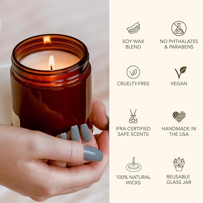 Bia Candle Co Soy Blend Candle, Lemon, Ginger & Bergamot with Lemongrass & Lime – Clean Long Burn, Lead-Free Wick, Vegan – Citron Vert, 7 oz