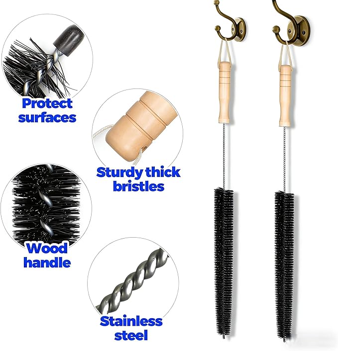 Dryer Vent Cleaner Kit 2 Pack - Household Cleaning Supplies 304 Stainless Steel Dryer Lint Brush Home Essentials for Lint Trap Dust Vacuum Brush
