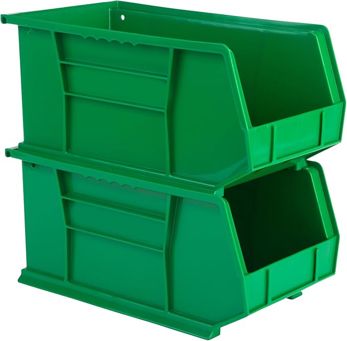 Hudson Exchange 15" x 8" x 7" Plastic Stackable Storage Bin and Hanging Container, Green