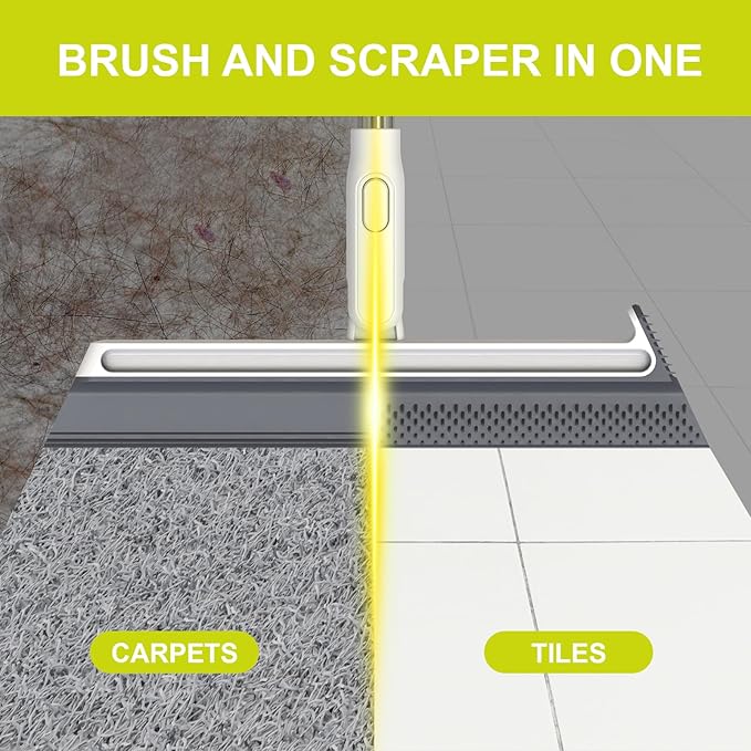 EHOMGUI Squeegee Broom for Floor, Floor Squeegee for Concrete and Tile Cleaning, Floor Scrubber with Long Handle for Bathroom, Kitchen, Shower, Tile, Pet Hair, Fur, Foam Cleaning